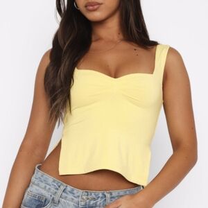 White Fox Boutique "Taking Off" Top - Lemon, size Small